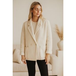 Vintage Pendleton Petite Wool Blazer Jacket 6 Petite Cream Double‎ Breasted Chic